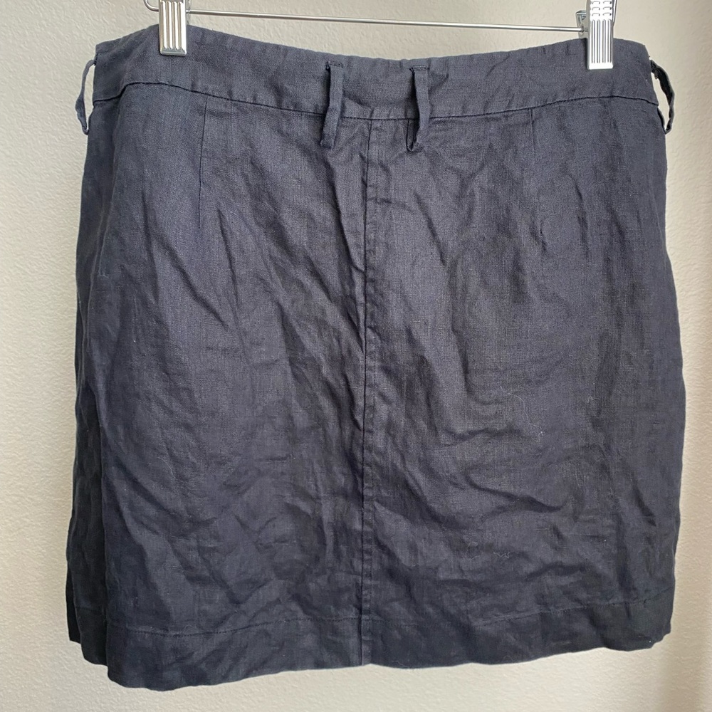 Saks Fifth Avenue Black Linen Skirt Size Medium Zip‎ Front & Pockets - Picture 4 of 6